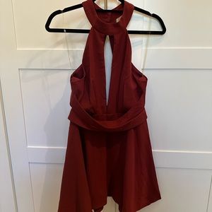 Lulu’s burgundy halter dress